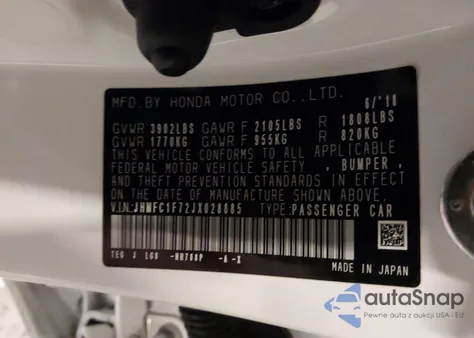 2018 Honda Civic Ex-L from USA, damaged, VIN JHMFC1F72JX028885